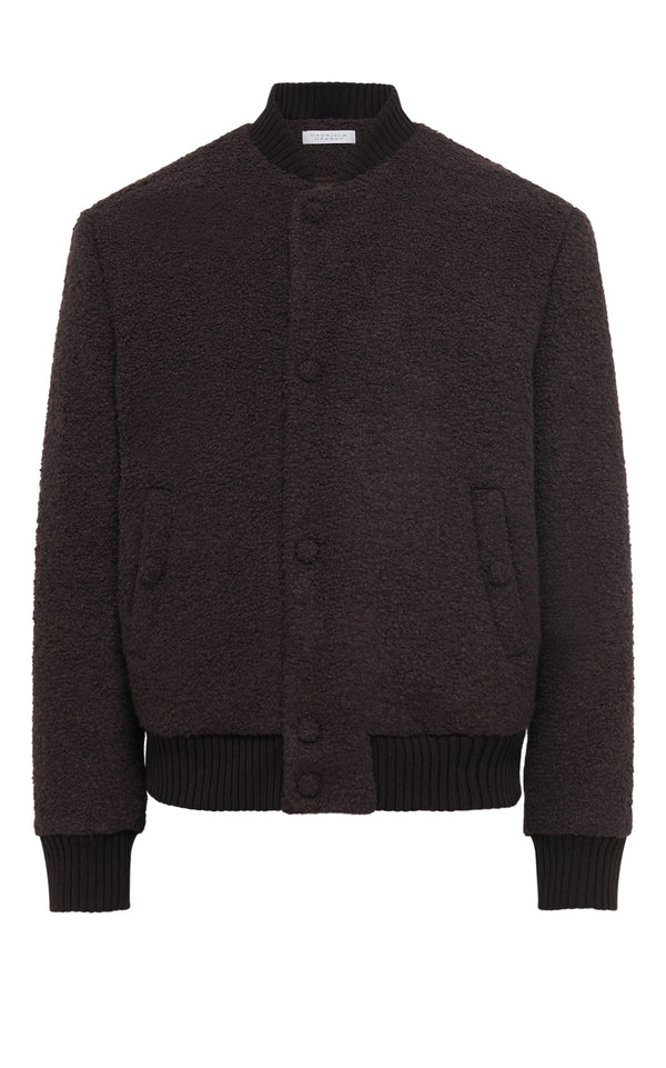 gabriela hearst Brandon Bomber in Chocolate Recycled Cashmere Boucle