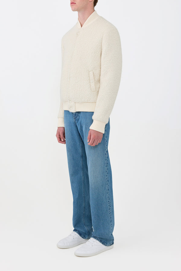 Gabriela Hearst Brandon Bomber In Ivory Recycled Cashmere Boucle