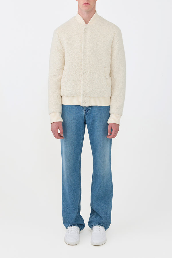 Gabriela Hearst Brandon Bomber In Ivory Recycled Cashmere Boucle