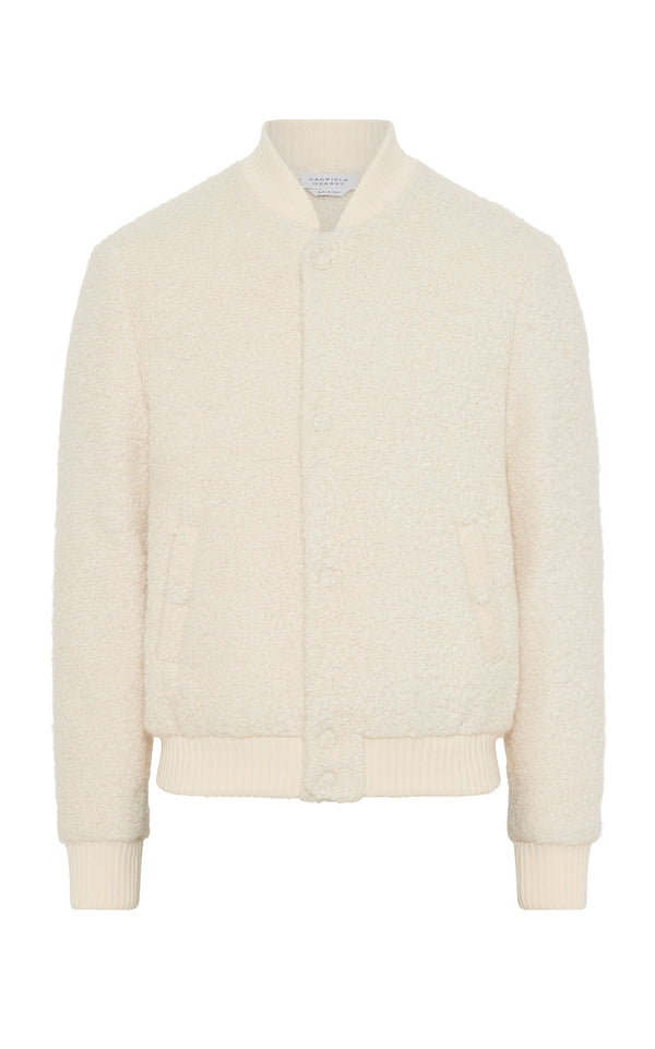 gabriela hearst Brandon Bomber in Ivory Recycled Cashmere Boucle