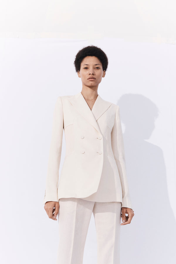 Gabriela Hearst Brett Blazer In Ivory Textured Linen