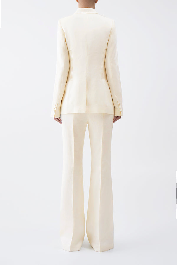 Gabriela Hearst Brett Blazer In Ivory Textured Linen