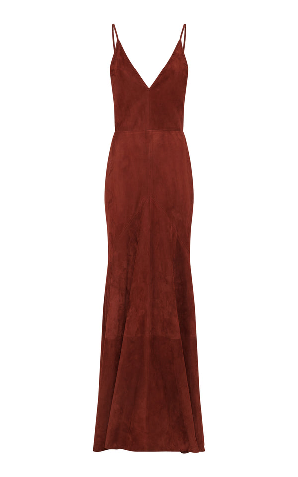 gabriela hearst Brigita Slip Dress in Burnt Sienna Suede