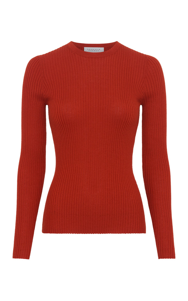 gabriela hearst Browning Knit Sweater in Antelope Orange Cashmere Silk