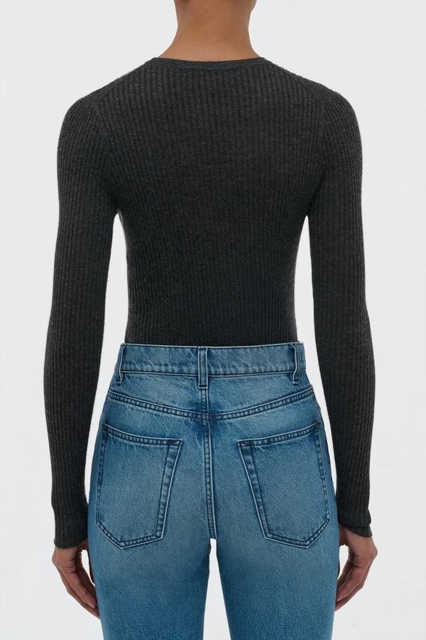 Gabriela Hearst Browning Knit Sweater In Charcoal Cashmere Silk