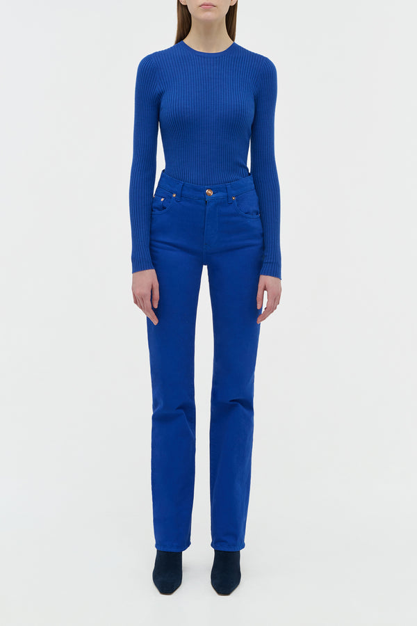 Gabriela Hearst Browning Knit Sweater In Cobalt Cashmere Silk