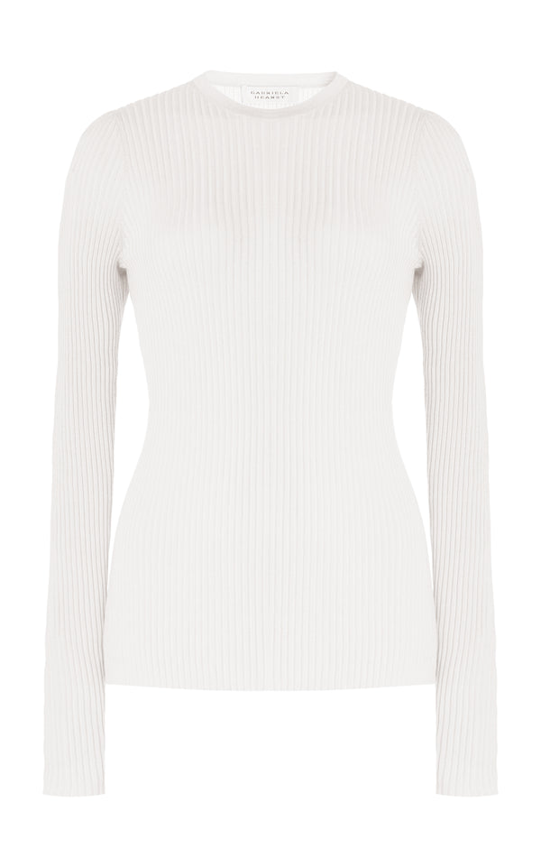 gabriela hearst Browning Knit Sweater in Ivory Cashmere Silk