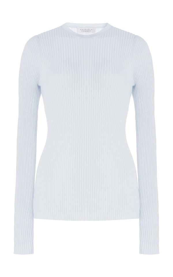 gabriela hearst Browning Knit Sweater in Light Blue Cashmere Silk