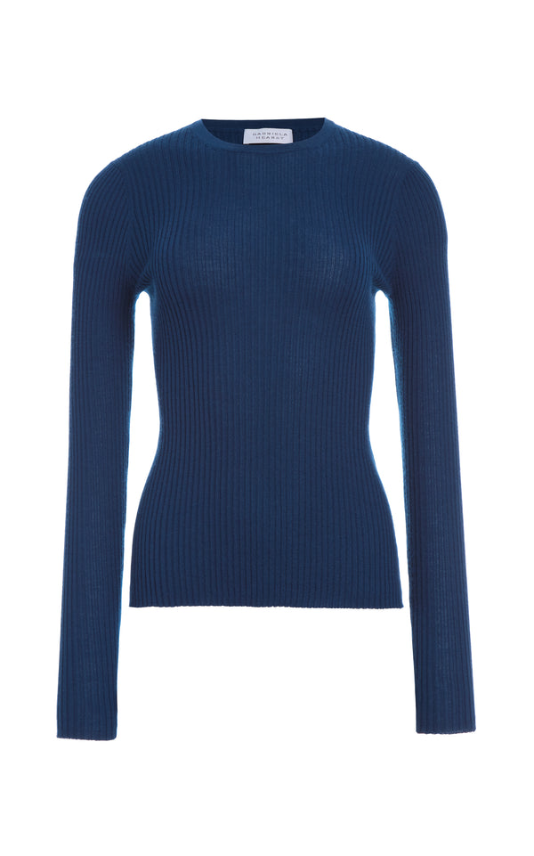 gabriela hearst Browning Knit Sweater in Washed Denim Cashmere Silk