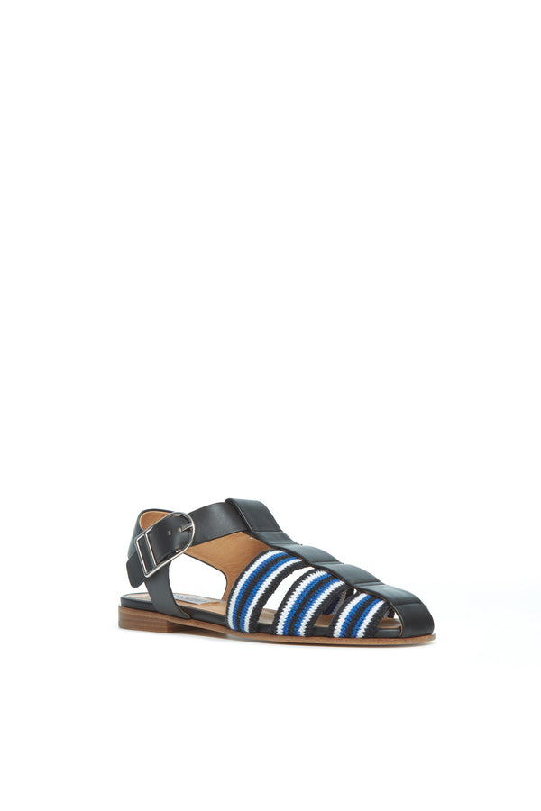 Gabriela Hearst Calla Sandal In Black Multi Nappa Leather Crochet