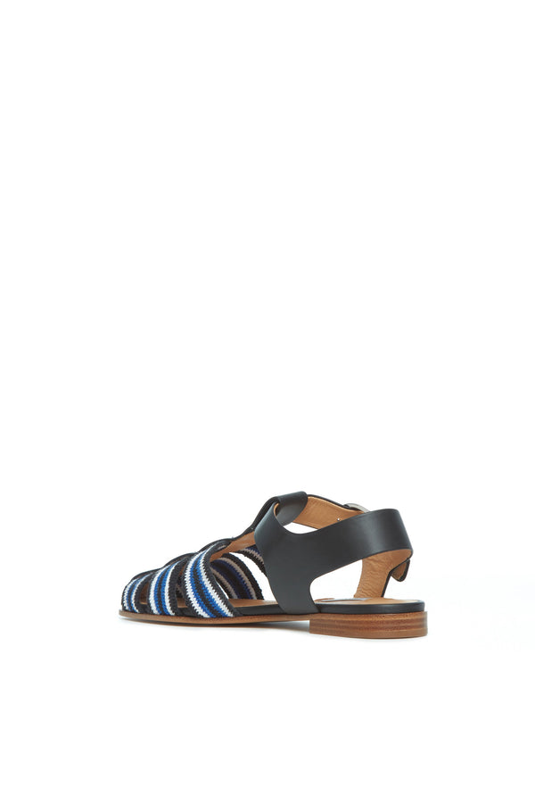 Gabriela Hearst Calla Sandal In Black Multi Nappa Leather Crochet