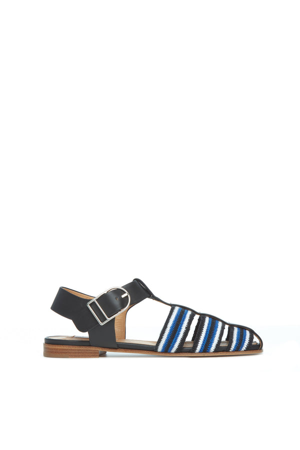gabriela hearst Calla Sandal in Black Multi Nappa Leather Crochet