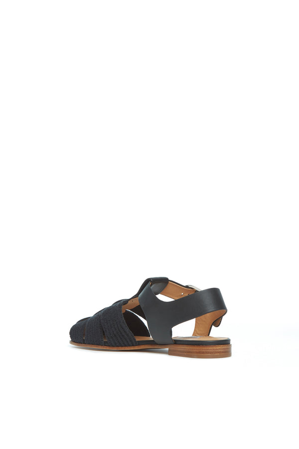 Gabriela Hearst Calla Sandal In Black Nappa Leather Crochet