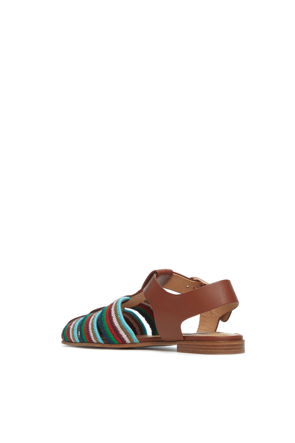 Gabriela Hearst Calla Sandal In Cognac Multi Nappa Leather Crochet