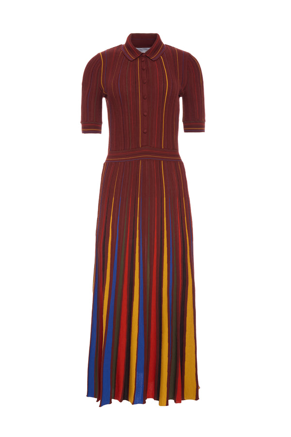 gabriela hearst Calypso Pinstripe Knit Midi Dress Burnt Sienna Merino Wool