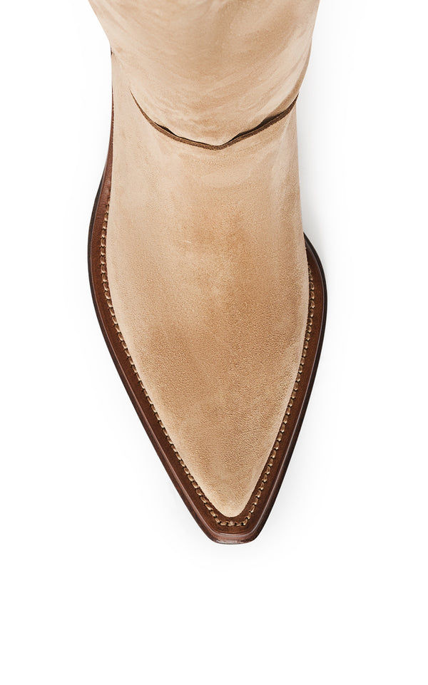 Gabriela Hearst Camero Knee-High Cowboy Boot In Sand Suede