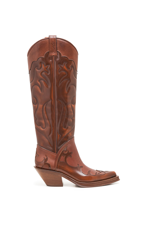 gabriela hearst Capitana Cowboy Boot in Cognac Leather