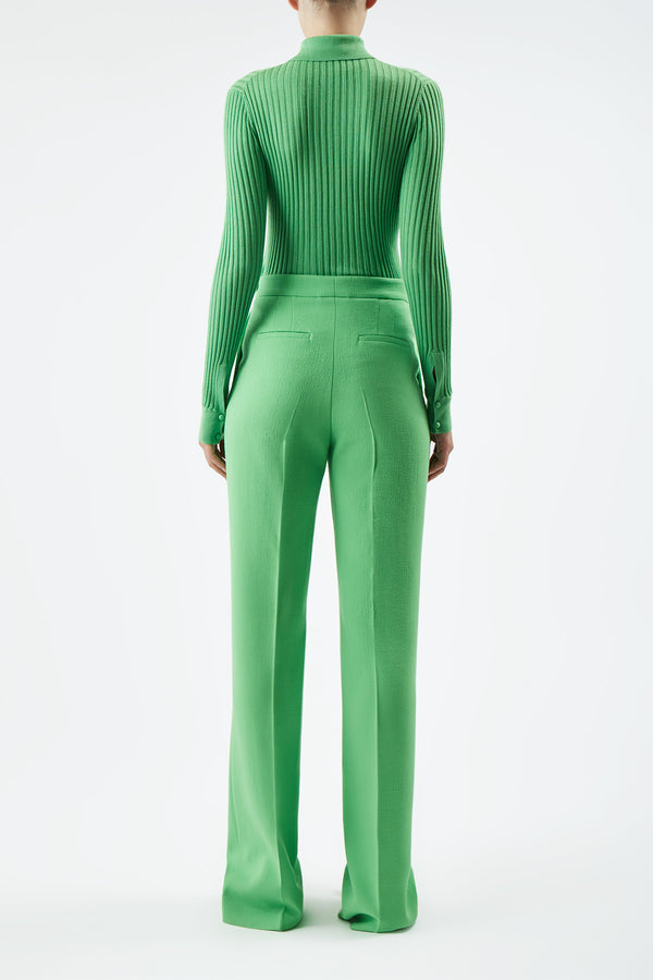 Gabriela Hearst Cavalieri Knit Shirt In Fluorescent Green Cashmere Silk