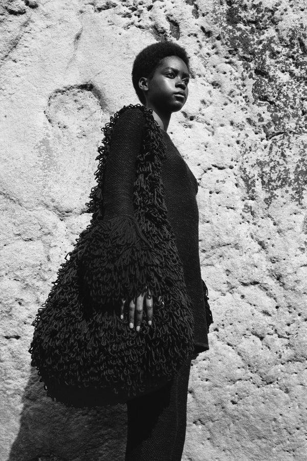 Gabriela Hearst Celeus Knit Hobo Bag In Black Cashmere Silk