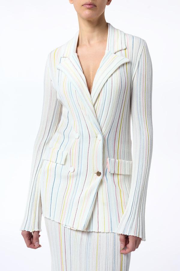 Gabriela Hearst Ceres Pinstripe Knit Jacket In Ivory Multi Merino Wool