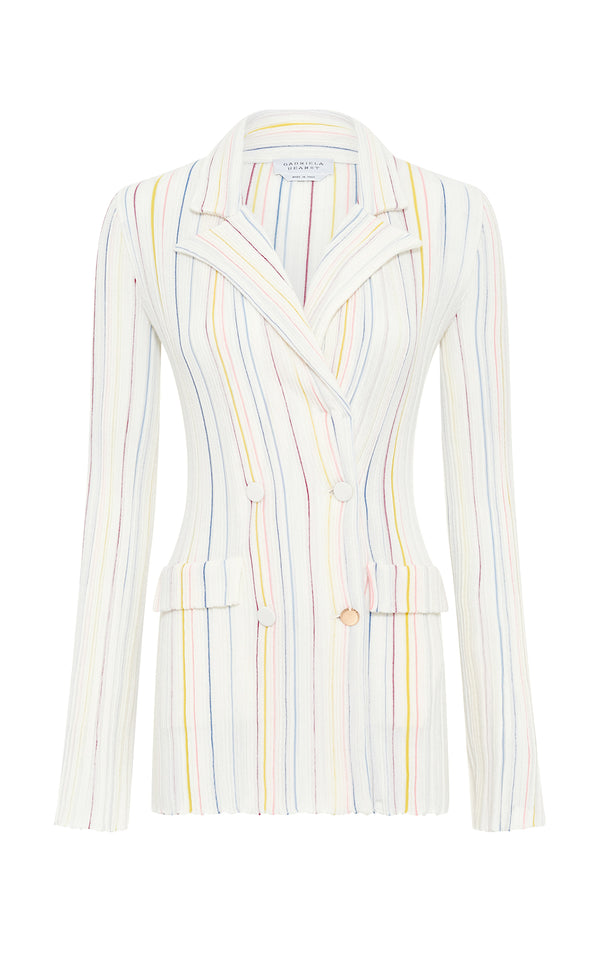 gabriela hearst Ceres Pinstripe Knit Jacket in Ivory Multi Merino Wool