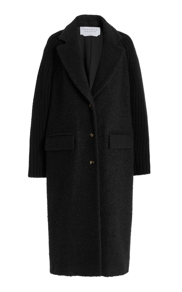 gabriela hearst Charles Coat in Black Recycled Cashmere Boucle
