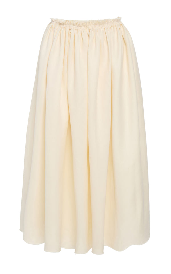gabriela hearst Chiara Pleated Midi Skirt in Ivory Textured Linen gabriela hearst Chiara Pleated Midi Skirt in Ivory Textured Linen