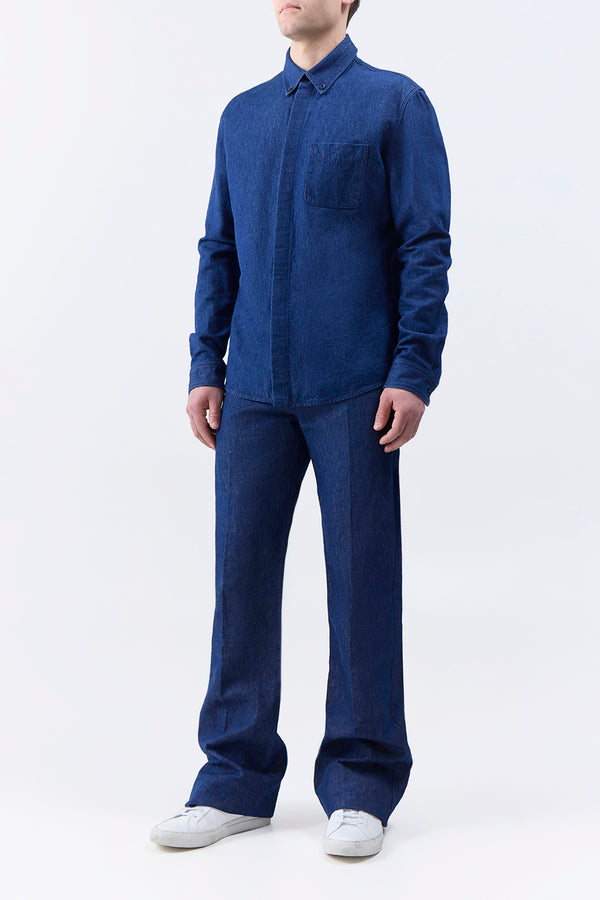 Gabriela Hearst Cholul Shirt In Recycled Cotton Linen Denim