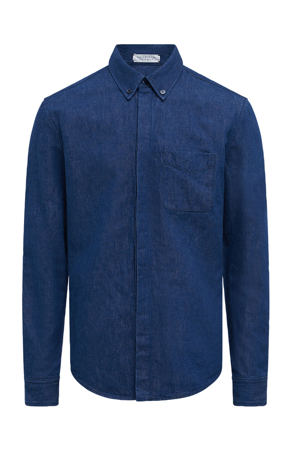 gabriela hearst Cholul Shirt in Recycled Cotton Linen Denim