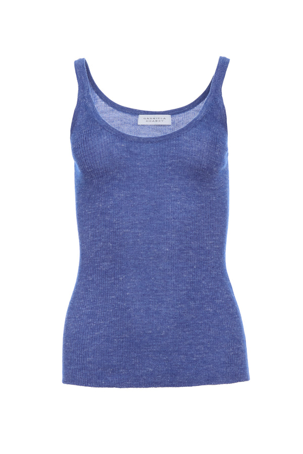 gabriela hearst Cinxia Knit Tank Top in Cobalt Cashmere Silk with Hemp