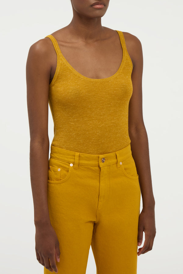 Gabriela Hearst Cinxia Knit Tank Top In Golden Birch Cashmere Silk With Hemp
