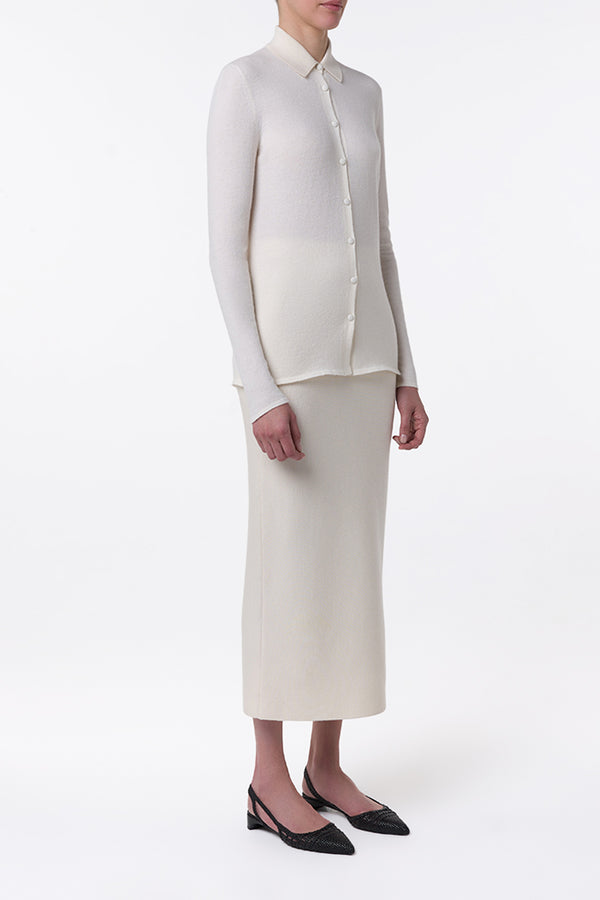 Gabriela Hearst Circe Knit Maxi Skirt In Ivory Merino Wool Cashmere