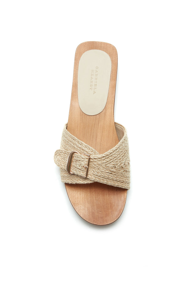 Gabriela Hearst Clover Slide Sandal In Cream Leather Jute