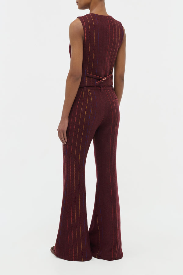 Gabriela Hearst Coleridge Vest In Burnt Sienna Multi Pinstripe Wool Cashmere
