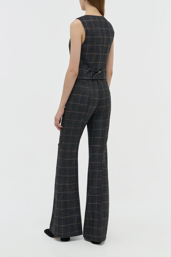 Gabriela Hearst Coleridge Vest In Charcoal Multi Wool Silk Clubcheck Plaid
