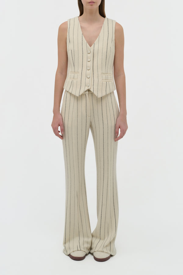 Gabriela Hearst Coleridge Vest In Ivory Multi Pinstripe Wool Cashmere