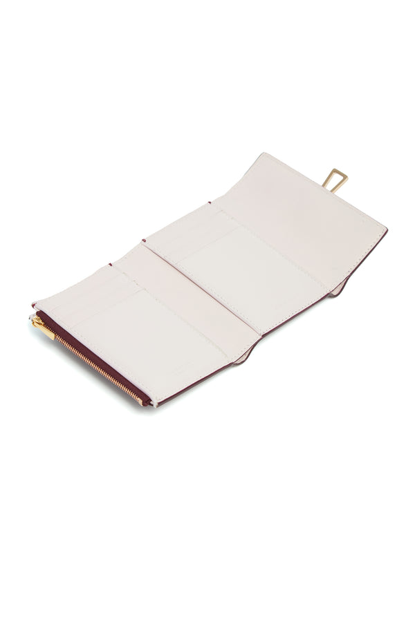 Gabriela Hearst Compact Flat Wallet In Bordeaux & Pink Leather