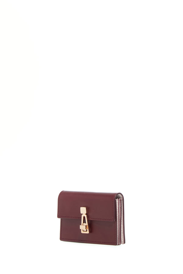 Gabriela Hearst Concertina Card Wallet In Bordeaux & Pink Leather