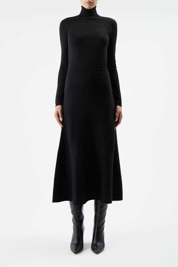 Gabriela Hearst Costa Knit Turtleneck In Black Cashmere Silk