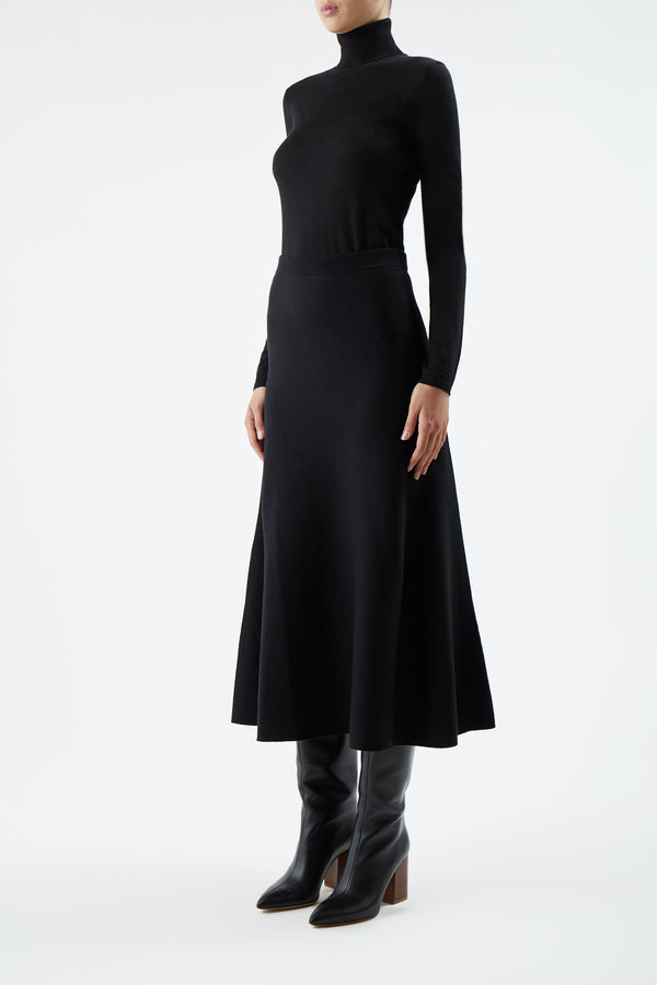 Gabriela Hearst Costa Knit Turtleneck In Black Cashmere Silk