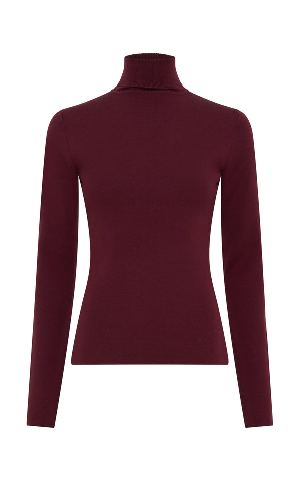 gabriela hearst Costa Knit Turtleneck in Bordeaux Cashmere Silk