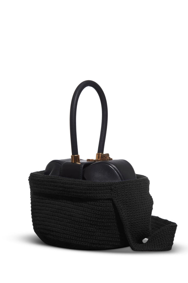 gabriela hearst Crossover Knit Bag in Black Cashmere