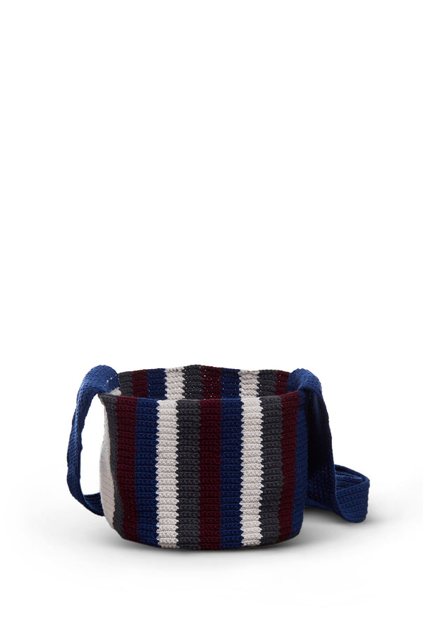 Gabriela Hearst Crossover Knit Bag In Blue Bordeaux & Grey Cashmere