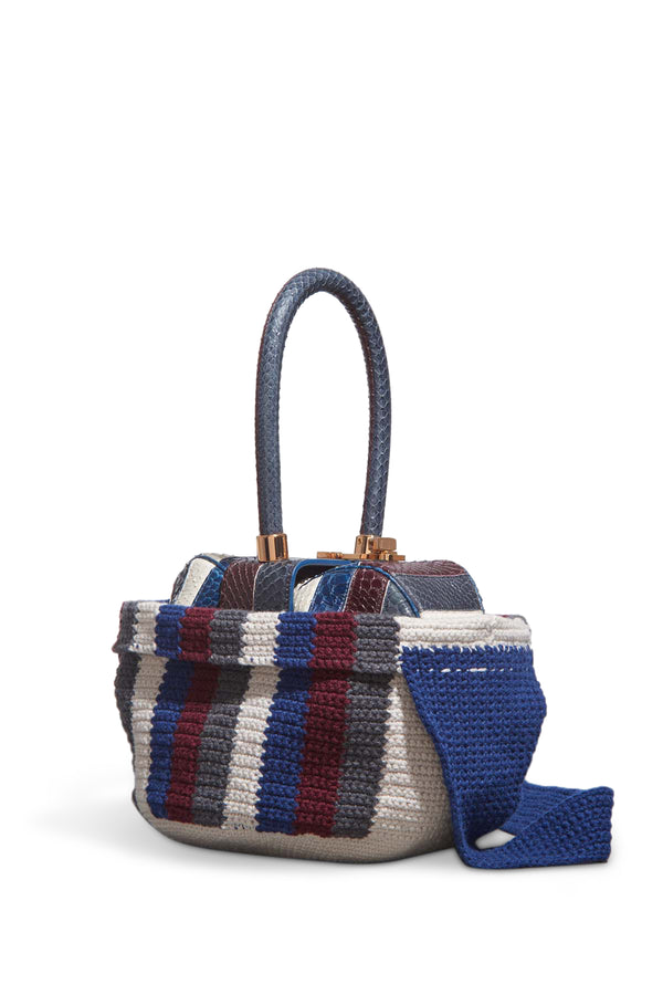 gabriela hearst Crossover Knit Bag in Blue Bordeaux & Grey Cashmere