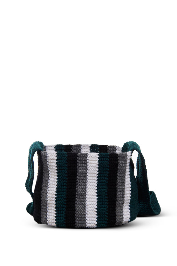Gabriela Hearst Crossover Knit Bag In Green Ivory & Grey Cashmere