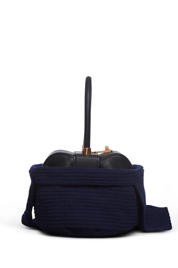 Gabriela Hearst Crossover Knit Bag In Navy Cashmere