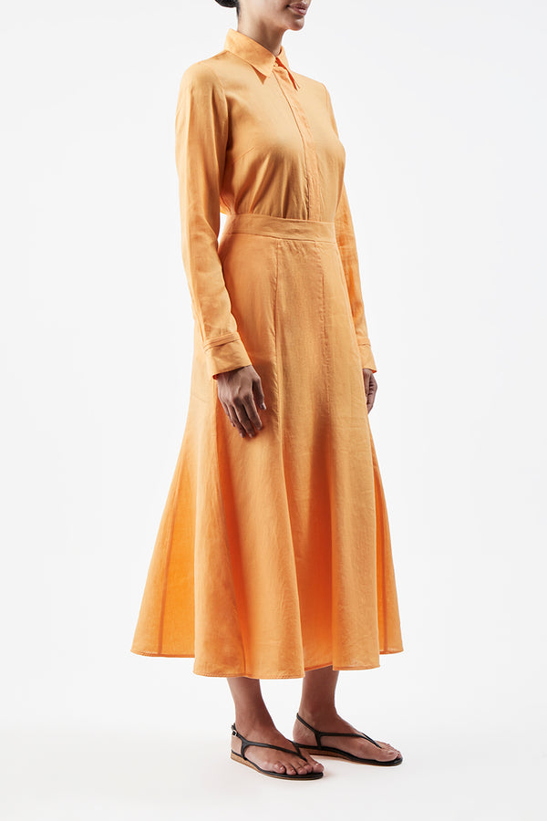 Gabriela Hearst Cruz Shirt In Fluorescent Orange Aloe Linen