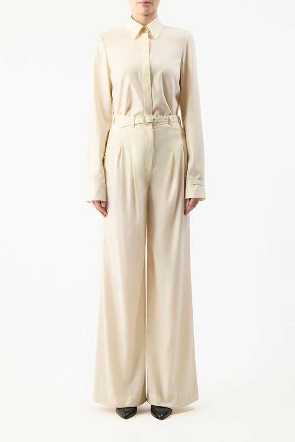 Gabriela Hearst Cruz Shirt In Ivory Lightweight Cashmere