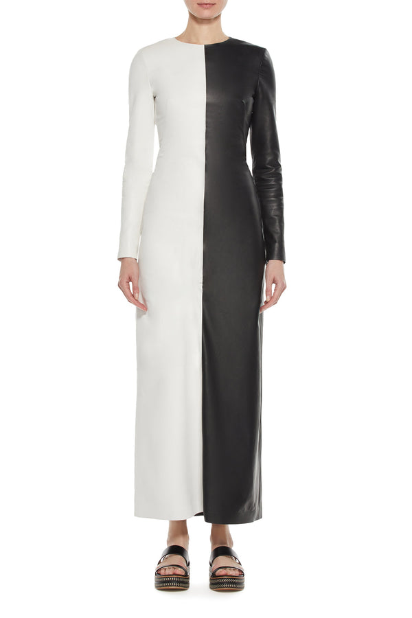 Gabriela Hearst Currie Dress In Black & White Nappa Leather