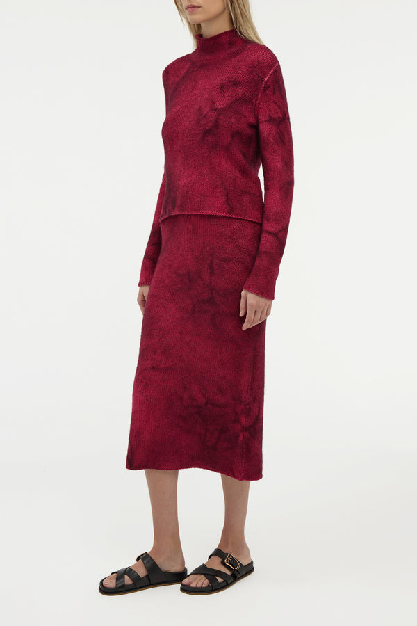 Gabriela Hearst Daina Cropped Knit Turtleneck In Bordeaux Cashmere